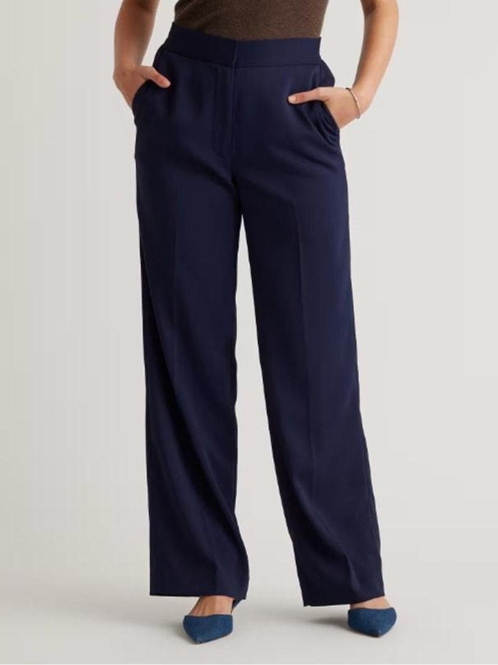 NWT Quince Stretch Crepe Classic Trouser Pants Size 2 Navy